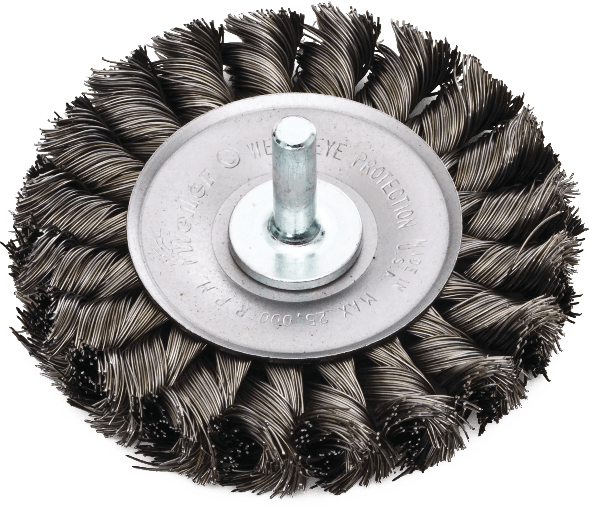 3" x 3/8" x 1/4" Twisted Knot Steel Wire Brush Wheel