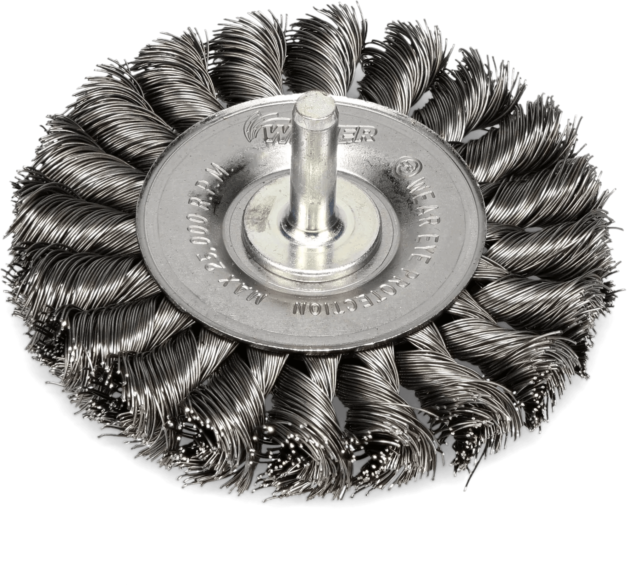 3" x 3/8" Twisted Knot Steel Wire Brush Wheel w/ 1/4" Shank