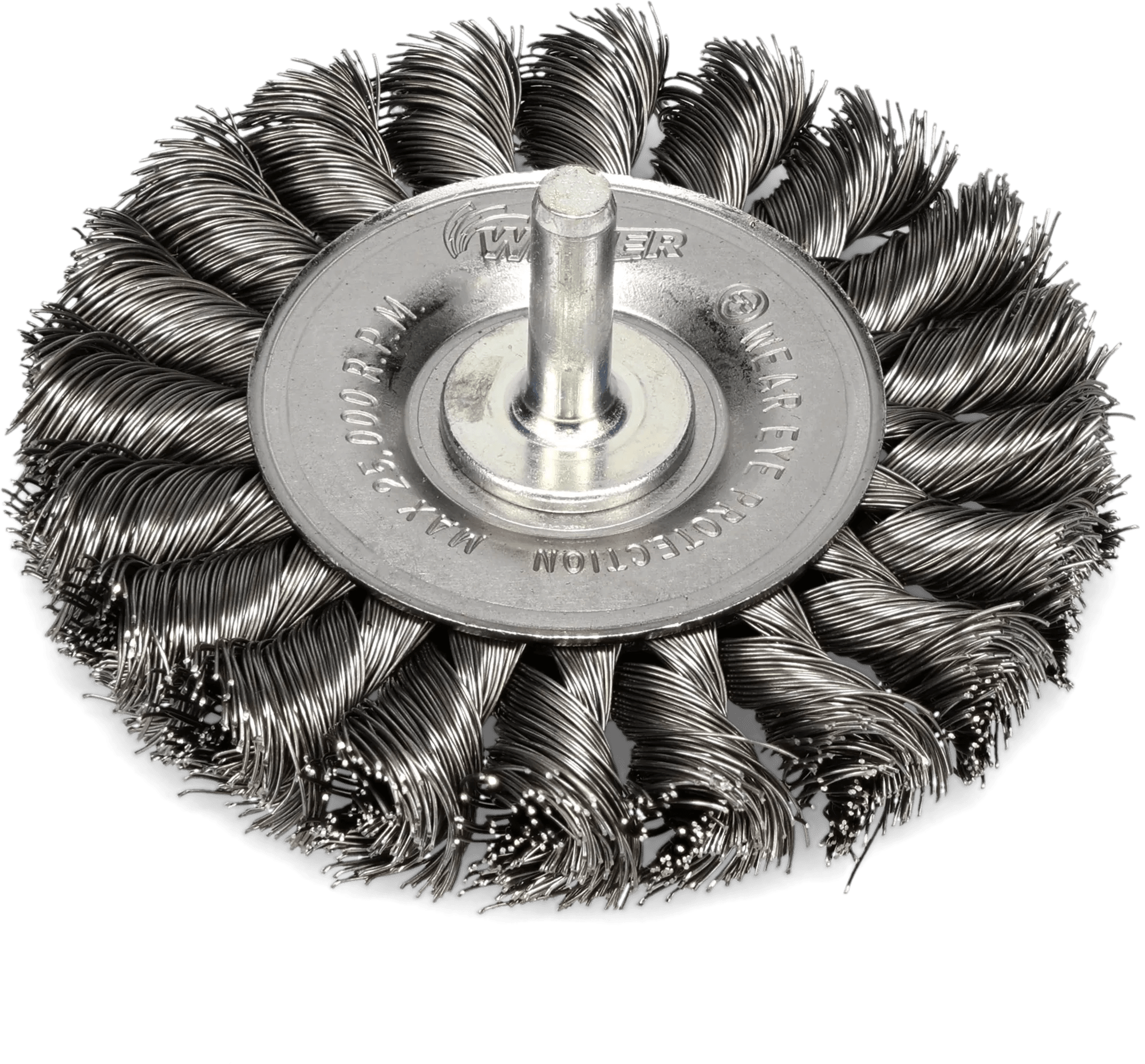 3" x 3/8" x 1/4" Twisted Knot Steel Wire Brush Wheel