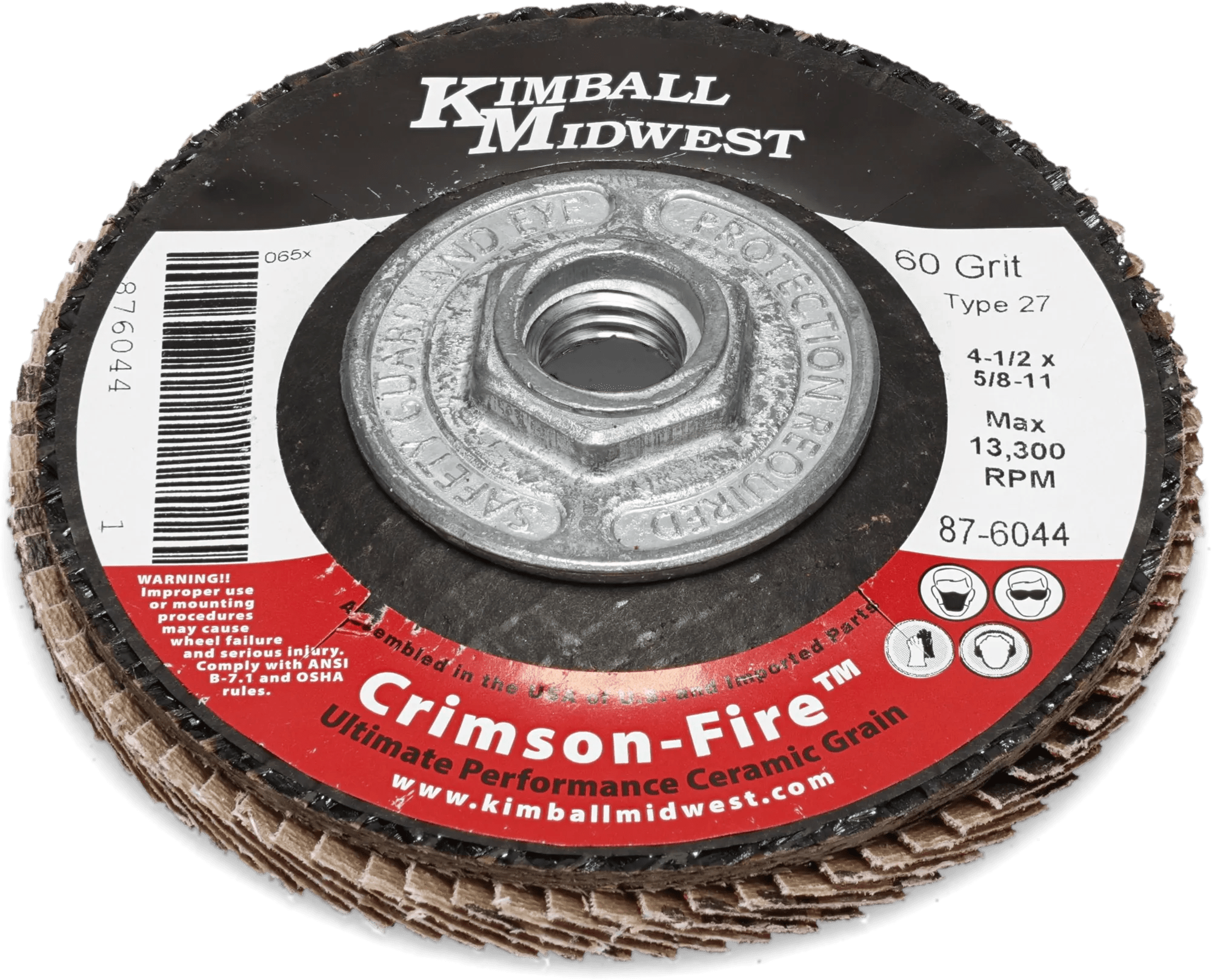 4-1/2" x 5/8"-11 60 Grit Type 27 Crimson Fire™ Flap Disc