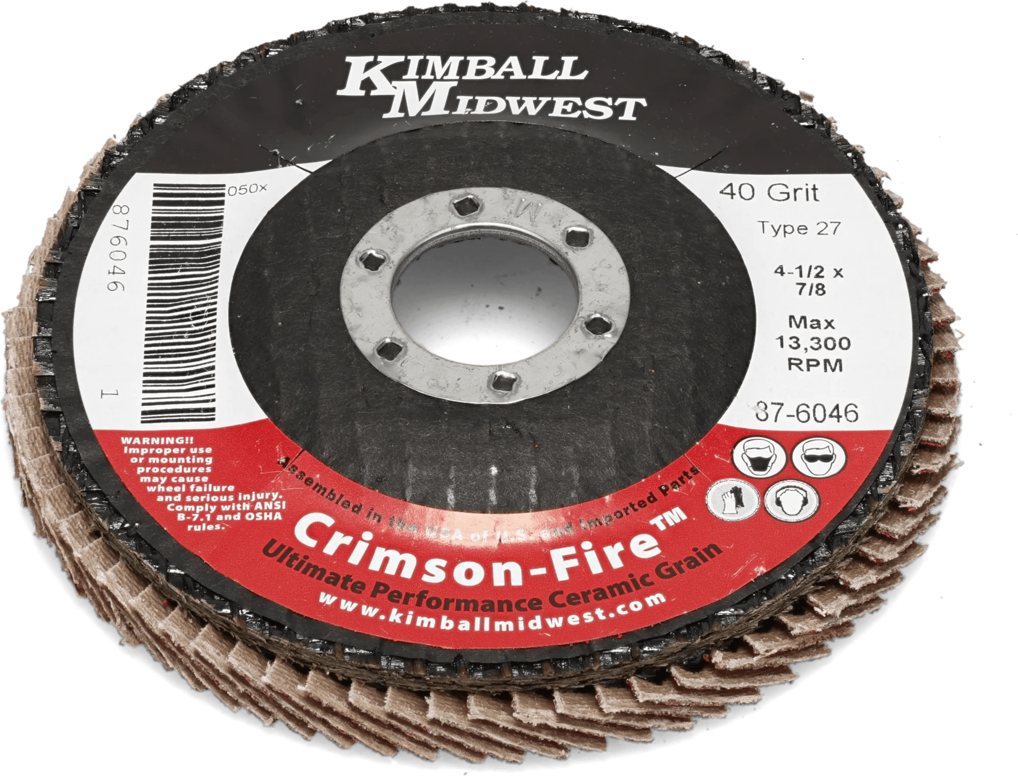 4-1/2" x 7/8" 40 Grit Type 27 Crimson Fire™ Flap Disc - Case