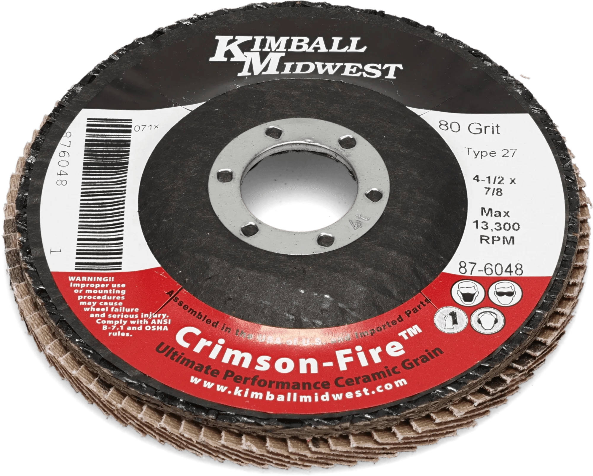 4-1/2" x 7/8" 80 Grit Type 27 Crimson Fire™ Flap Disc