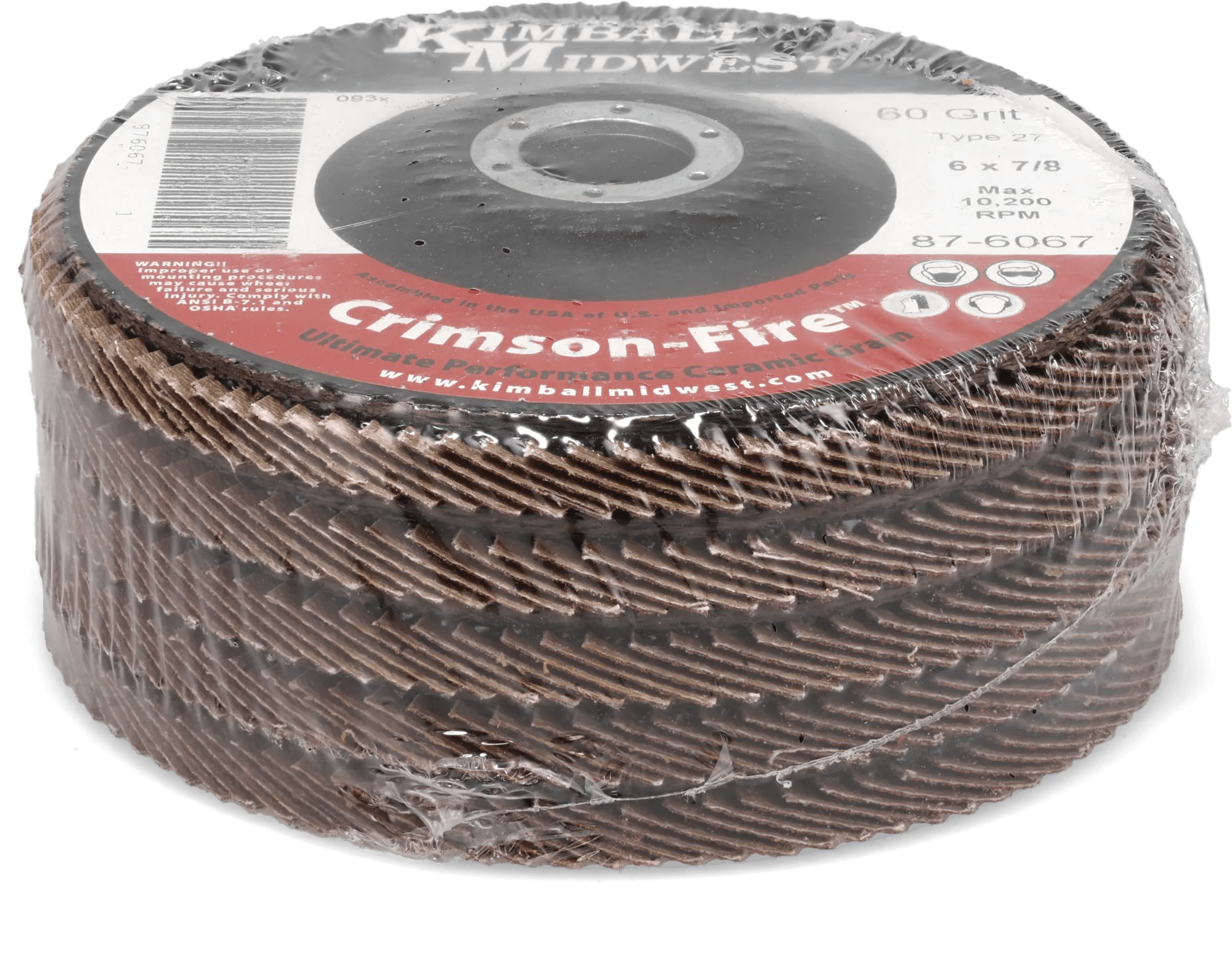 6" x 7/8" 60 Grit Type 27 Crimson Fire™ Flap Disc - Case