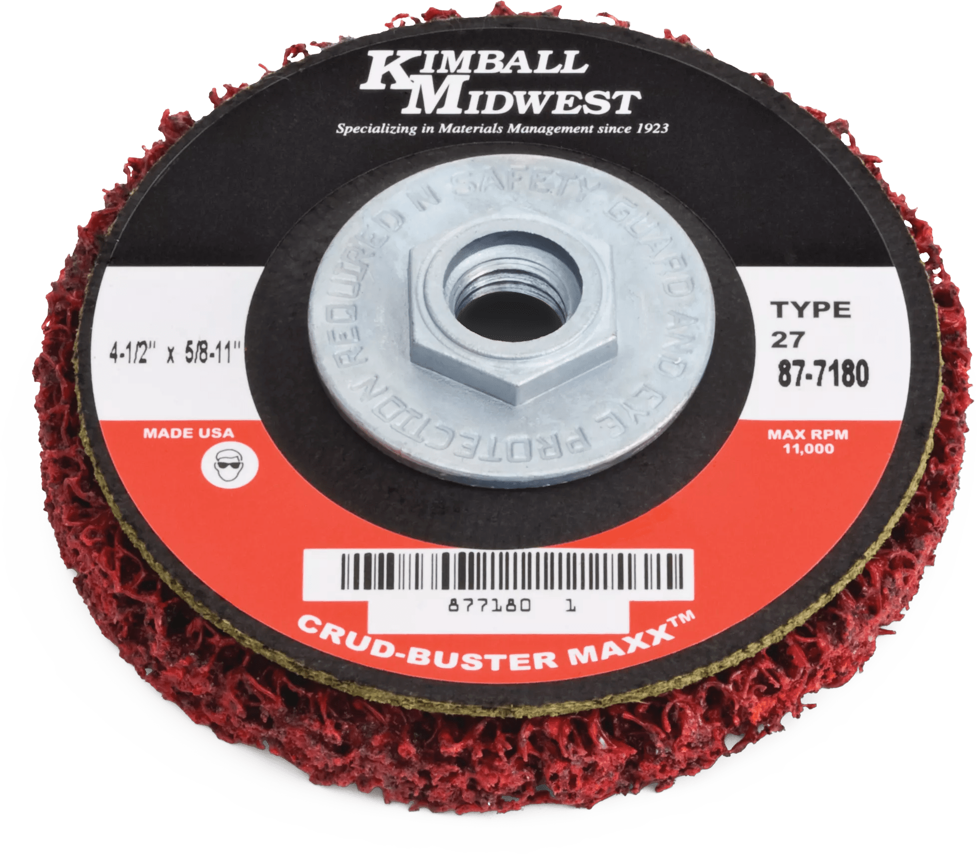4-1/2" x 5/8"-11 Red Type 27 Crud-Buster Maxx Silicone Carbide Stripping Disc