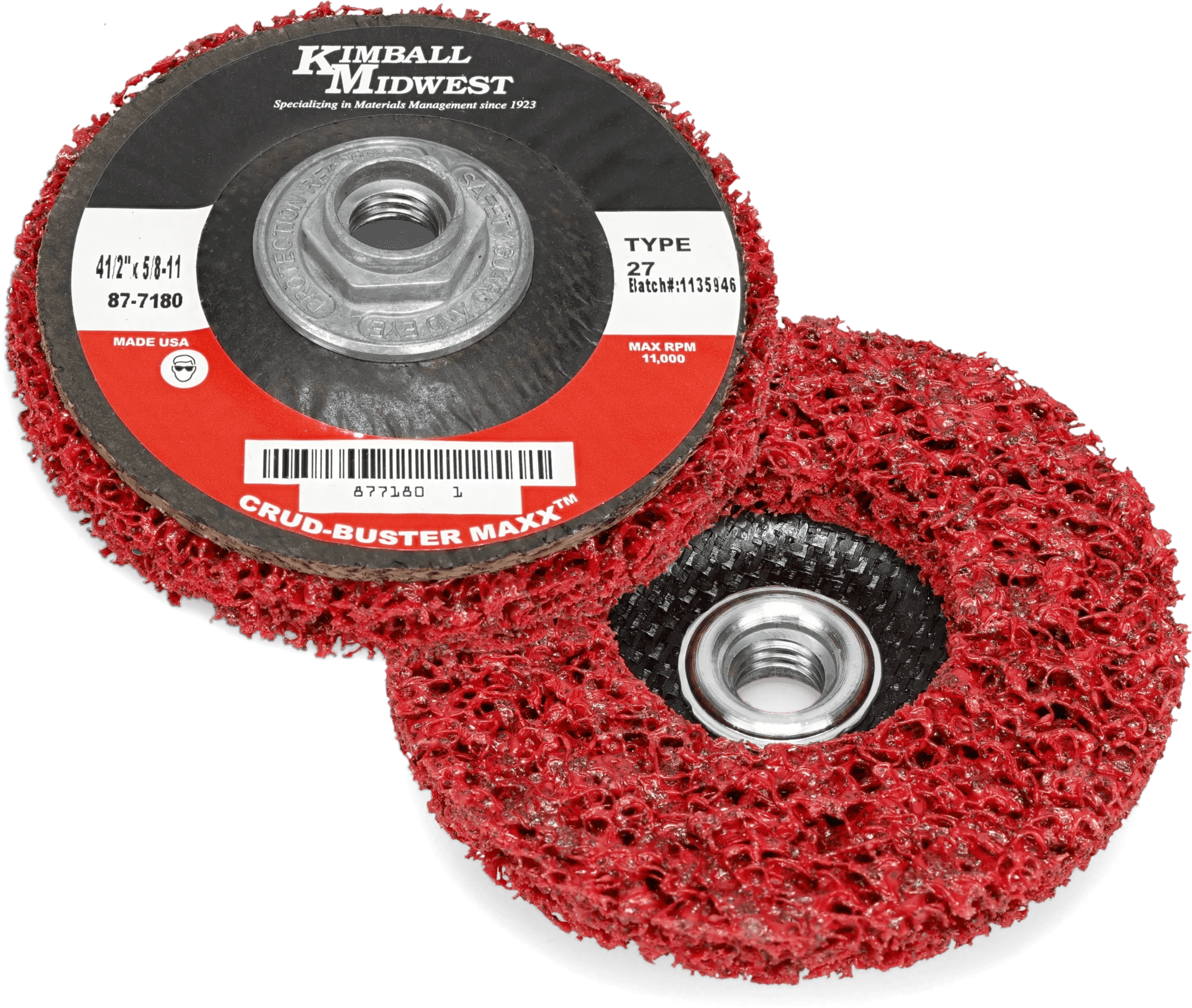 4-1/2" x 5/8"-11 Red Type 27 Crud-Buster Maxx Silicone Carbide Stripping Disc