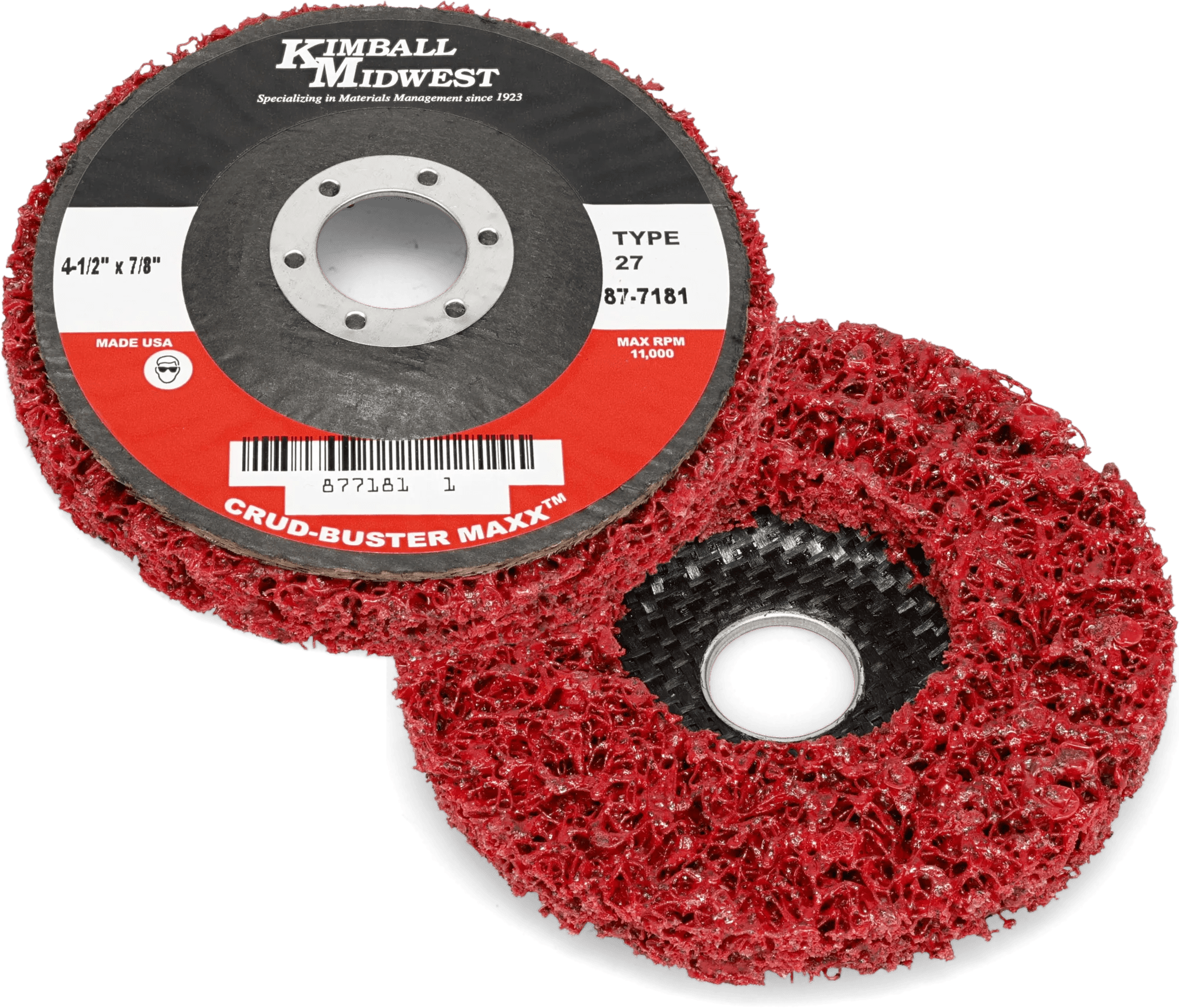 4-1/2" x 7/8" Red Type 27 Crud-Buster Maxx Silicone Carbide Stripping Disc