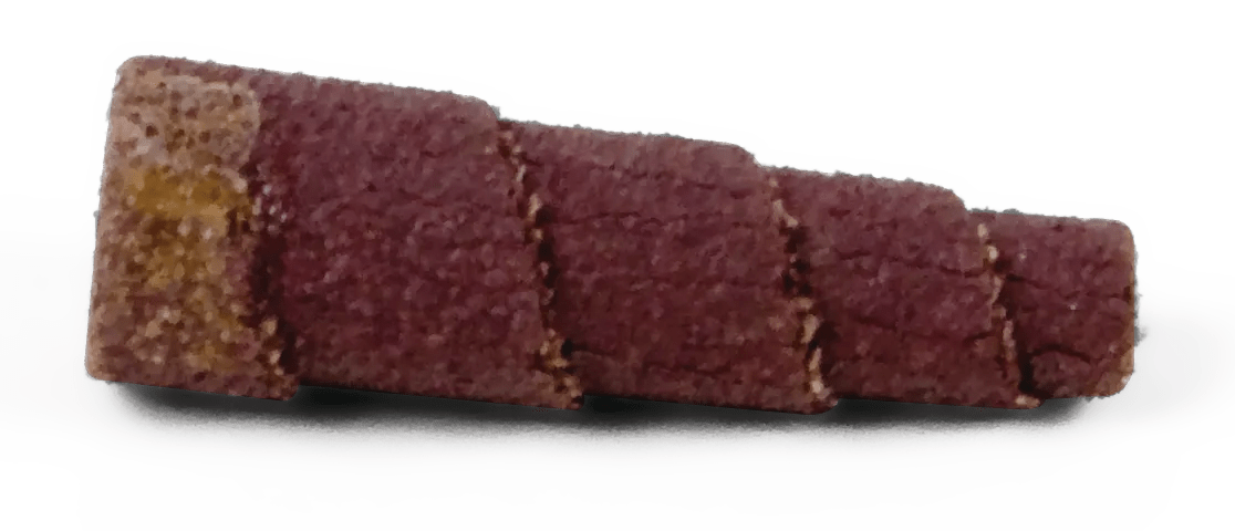 3/8" x 1-1/2" Tapered 120 Grit Cartridge Aluminum Oxide Roll - 25 Pack