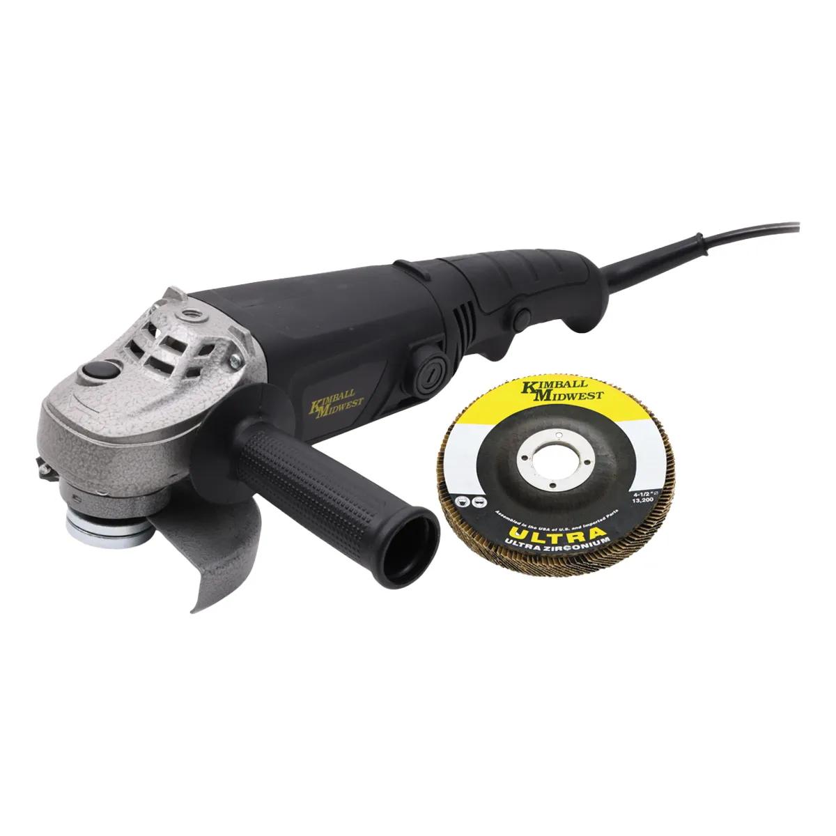 4-1/2" Angle Grinder & 4-1/2" x 7/8" 80 Grit Zirconia Flap Disc Bundle