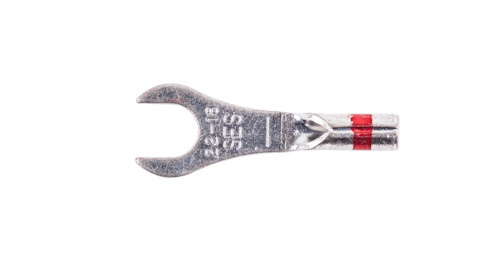 22 - 18 AWG Red Non-Insulated (#8 - #10) Spade Terminal - 25 Pack