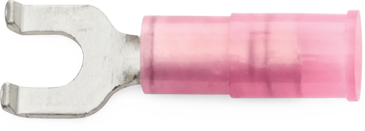 22 - 18 AWG Red Nylon Insulated Enduralon™ Flanged (#4 - #6) Spade Terminal - 50 Pack