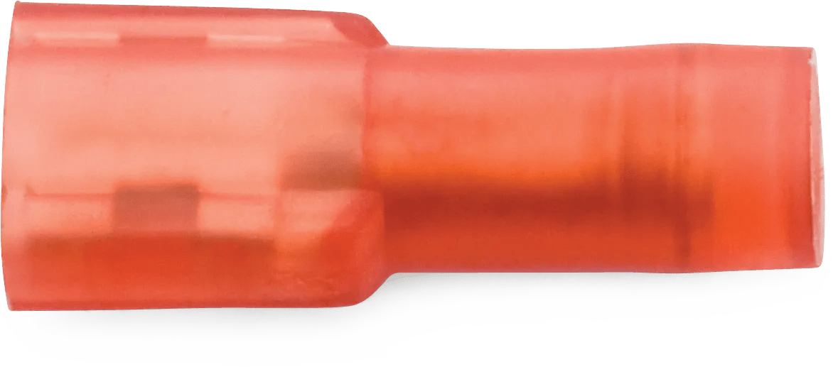 22 - 18 AWG Red Nylon Fully Insulated Enduralon™ Standard Female (3/16" Tab) Quick Slide Terminal - 50 Pack