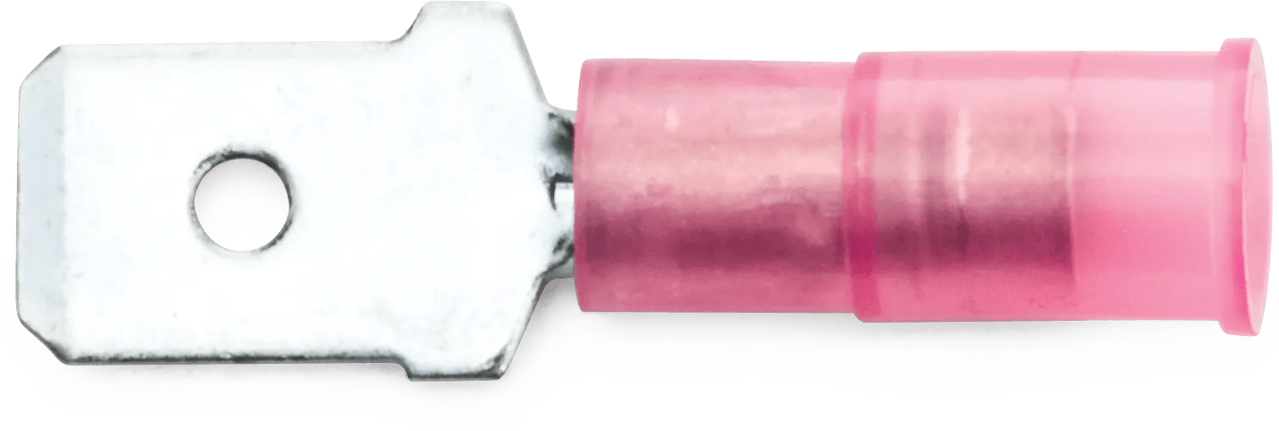 22 - 18 AWG Red Nylon Insulated Enduralon™ Male (1/4" Tab) Quick Slide Terminal - 50 Pack