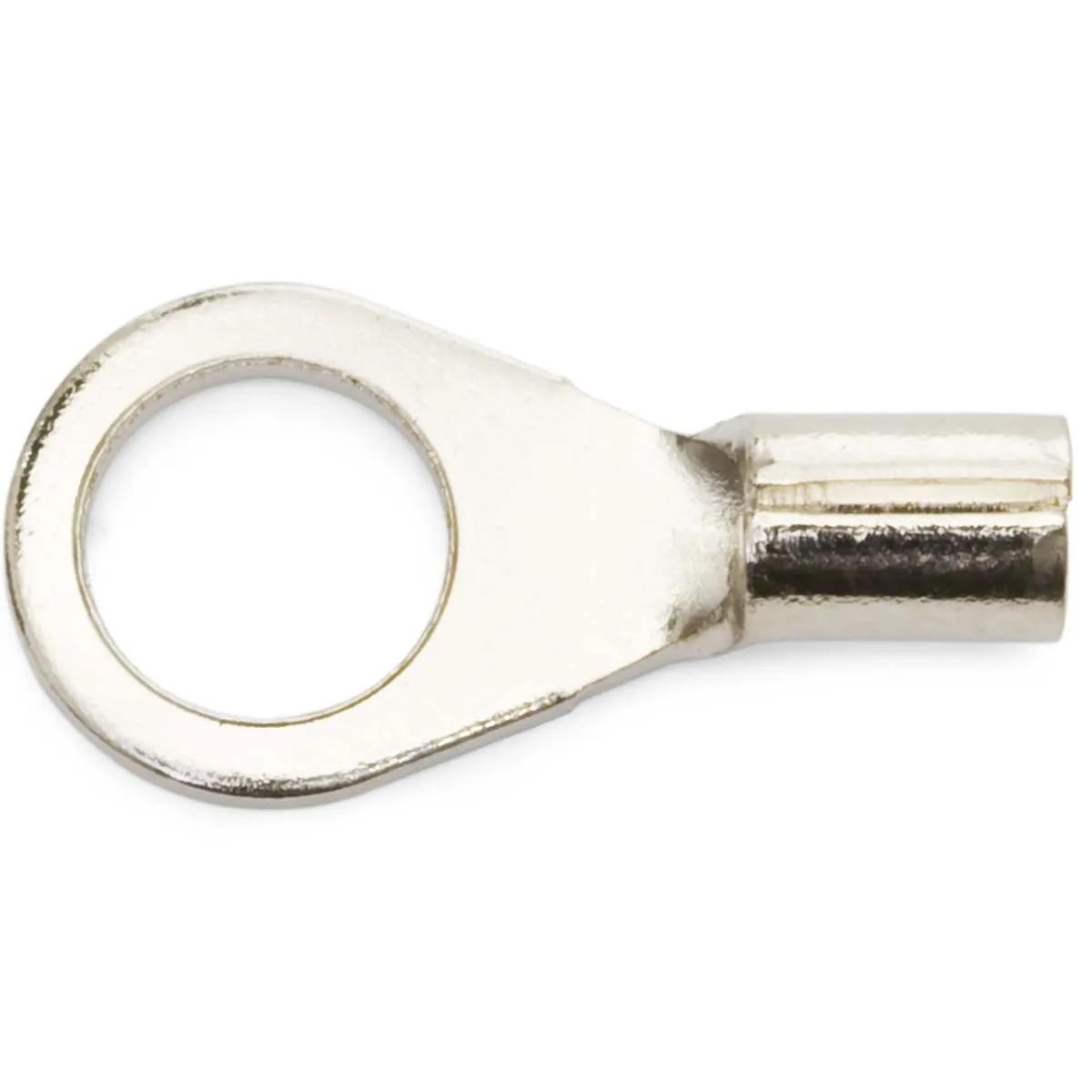 22 - 18 AWG Non-Insulated High-Temperature Heavy-Duty (#8 - #10) Ring Terminal - 50 Pack