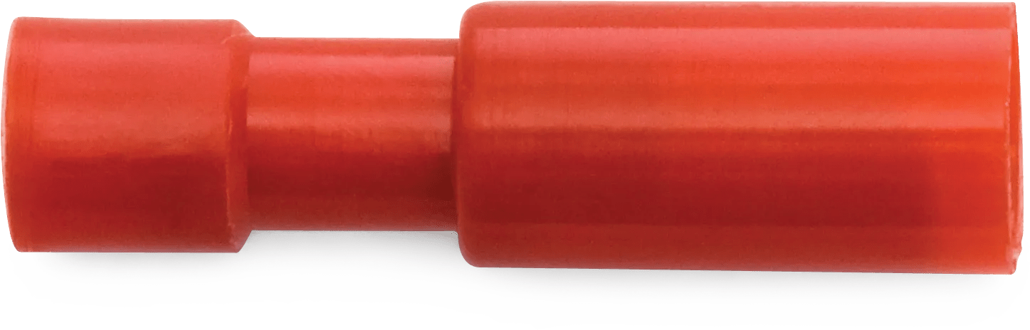 22 - 18 AWG Red Nylon Fully Insulated Enduralon™ Female Snap "Bullet" Receptacle - 50 Pack
