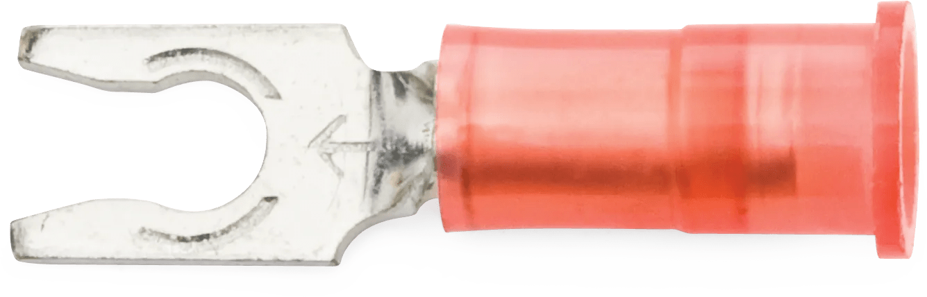 22 - 18 AWG Red Nylon Insulated Enduralon™ (#6) Snap Spade Terminal - 50 Pack