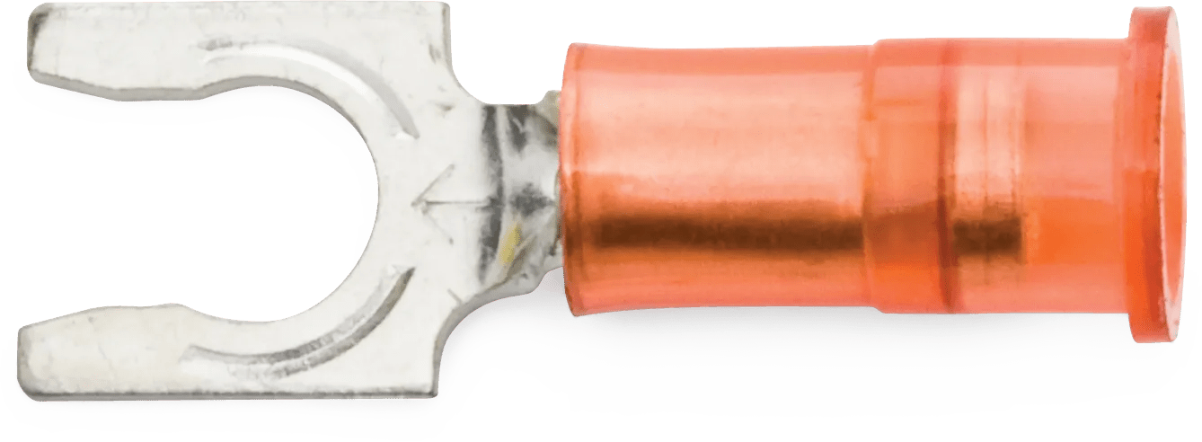 22 - 18 AWG Red Nylon Insulated Enduralon™ Snap (#10) Spade Terminal - 50 Pack