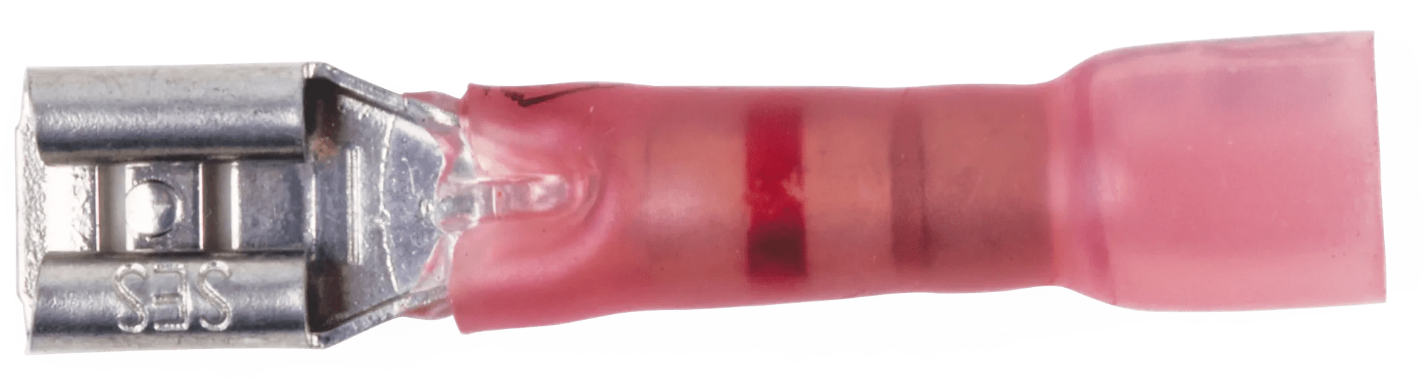 22 - 18 AWG Red Polyolefin Insulated Ultra-Link Crimp & Solder Female Long Neck (1/4" Tab) Quick Slide Terminal - 20 Pack