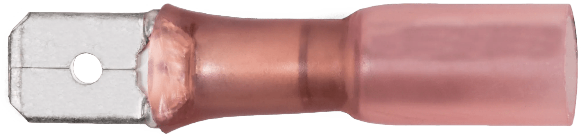 22 - 18 AWG Red Polyolefin Insulated Ultra-Link Crimp & Solder Male (1/4" Tab) Quick Slide Terminal - 20 Pack