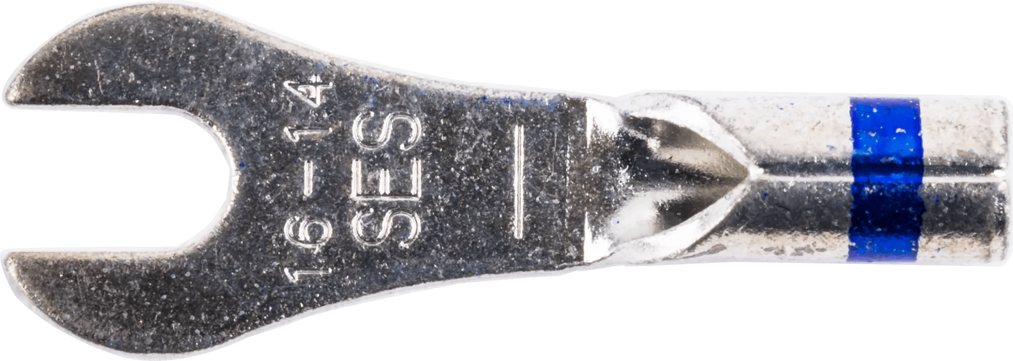 16 - 14 AWG Blue Non-Insulated (#4 - #6) Spade Terminal - 25 Pack