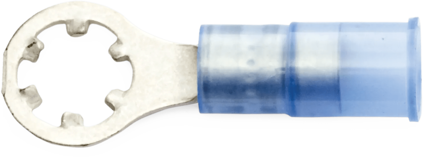 16 - 14 AWG Blue Nylon Insulated Enduralon™ (#10) Bite-Ring Terminal - 50 Pack