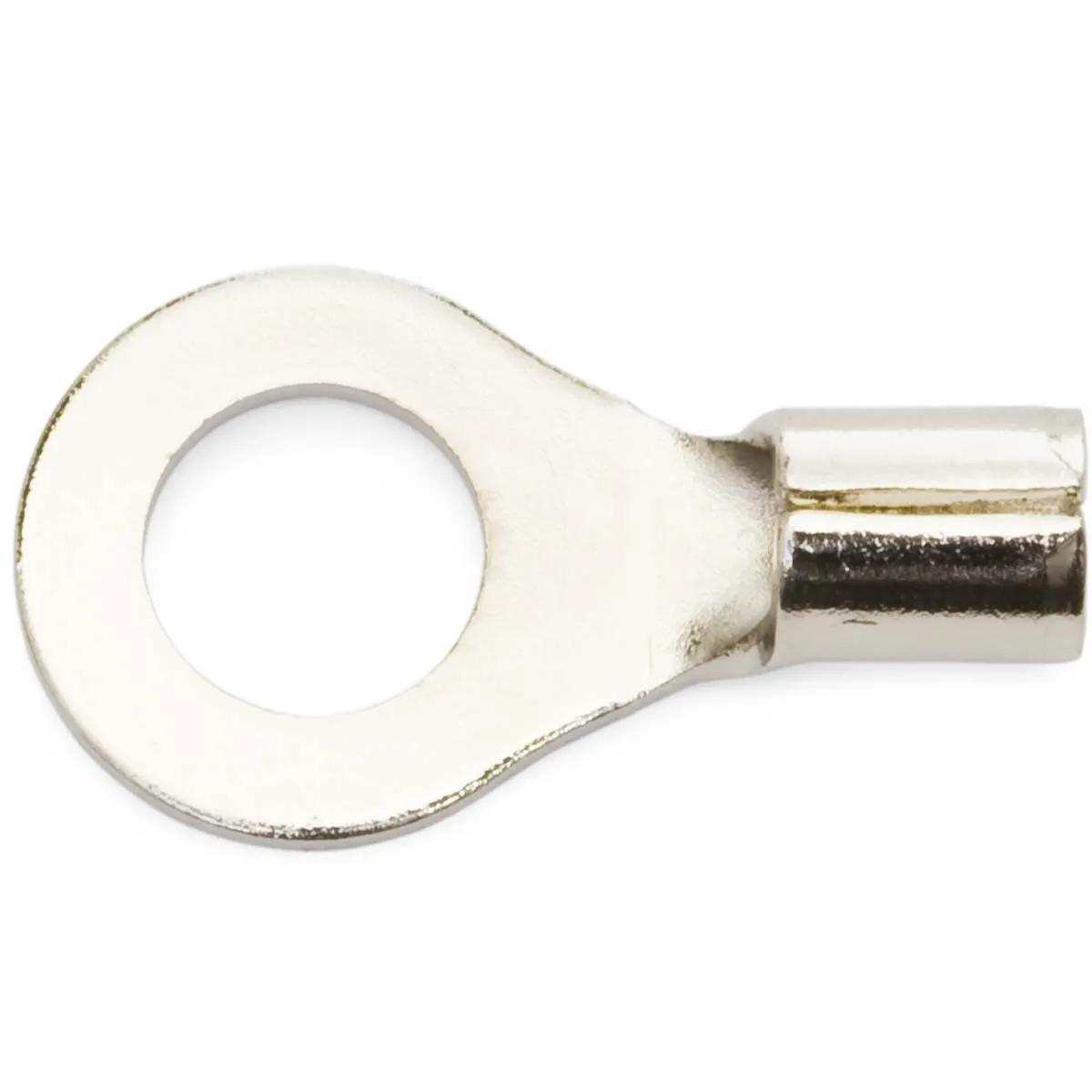 16 - 14 AWG Non-Insulated High-Temperature Heavy-Duty (#8 - #10) Ring Terminal - 50 Pack