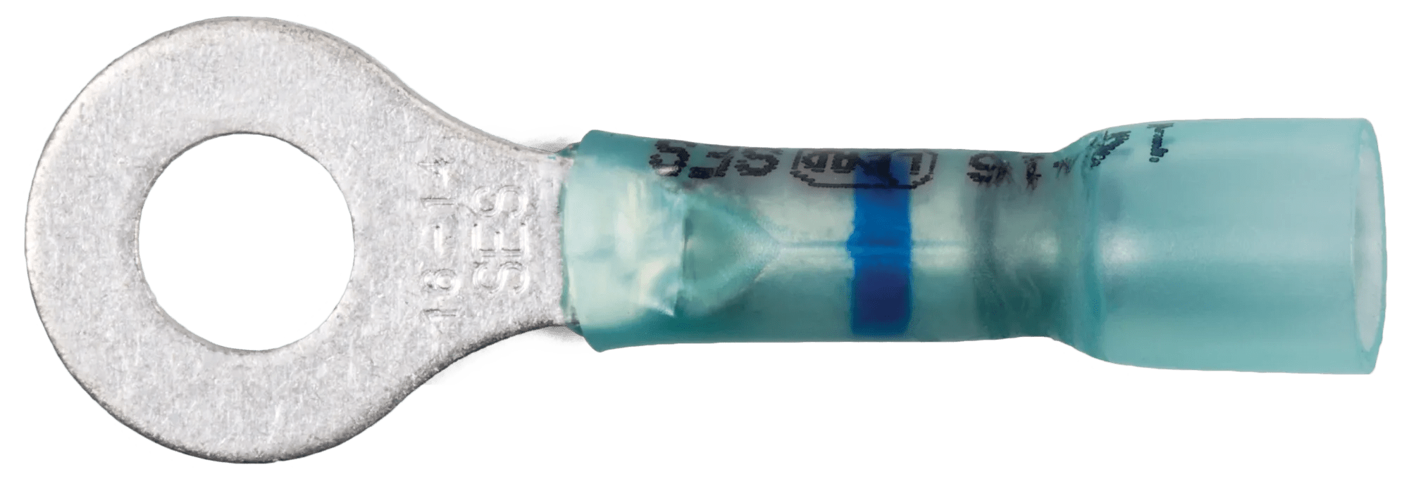 16 - 14 AWG Blue Polyolefin Insulated Ultra-Link Crimp & Solder (#12 - 1/4") Ring Terminal - 20 Pack