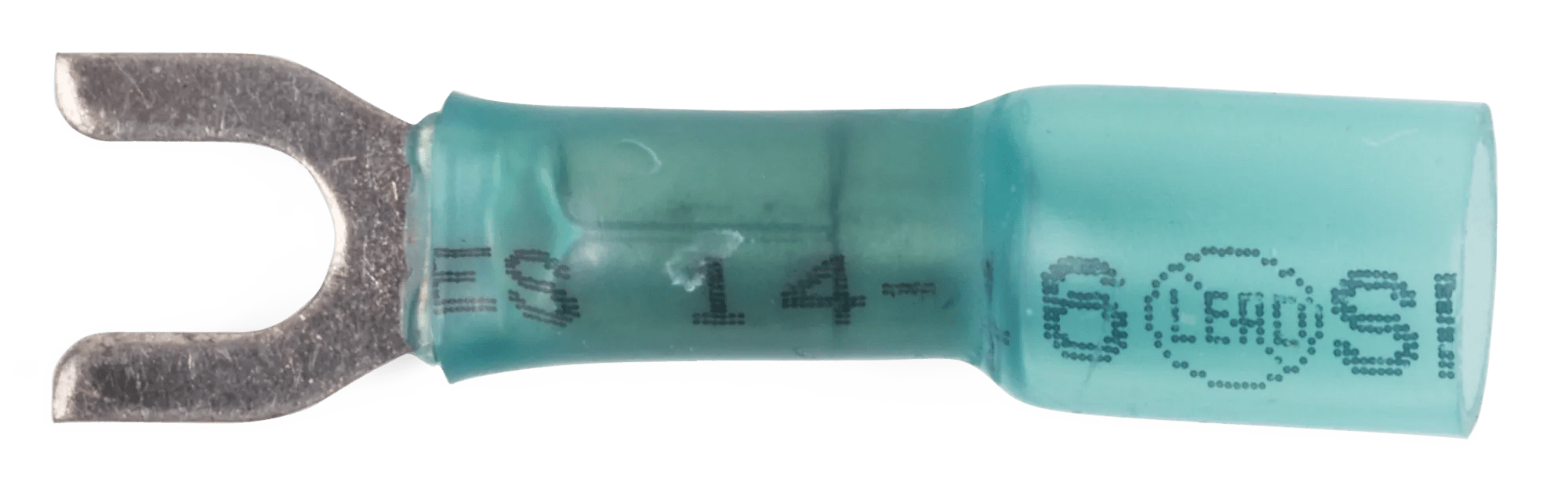 16 - 14 AWG Blue Polyolefin Insulated Ultra-Link Crimp & Solder (#6 - #8)Spade Terminal - 20 Pack