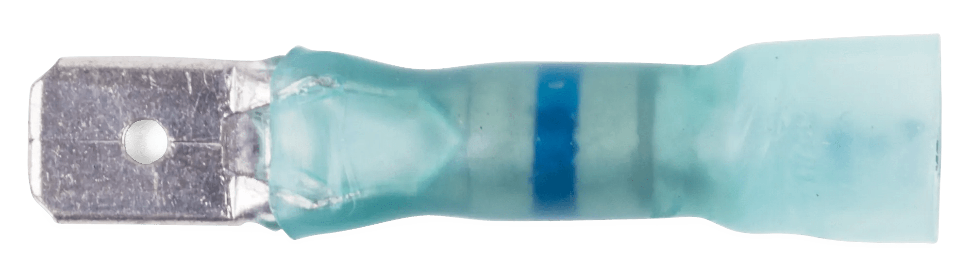 16 - 14 AWG Blue Polyolefin Insulated Ultra-Link Crimp & Solder Male Long Neck (1/4" Tab) Quick Slide Terminal - 20 Pack