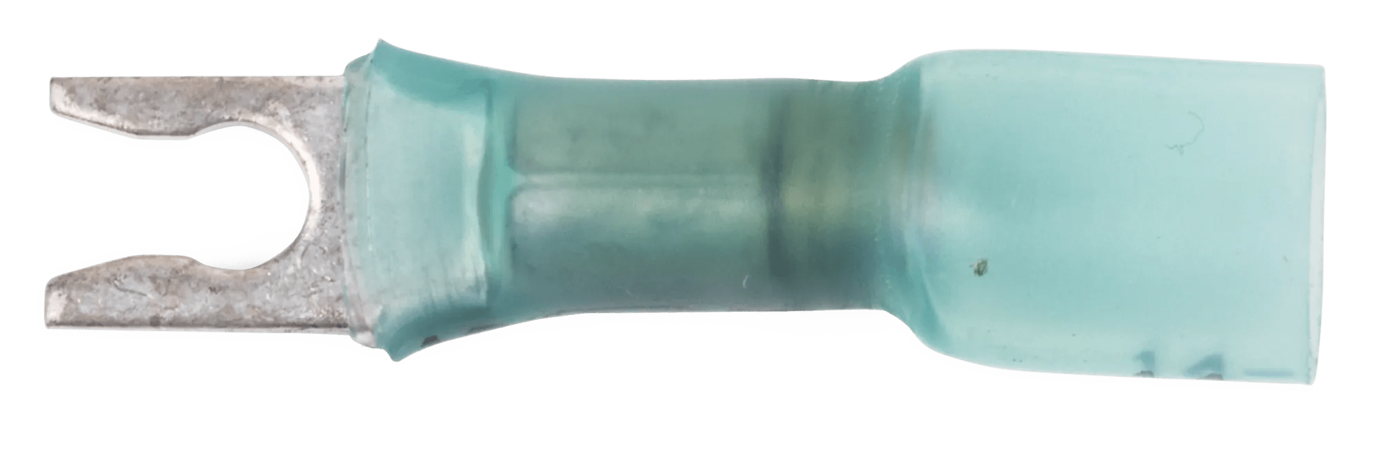 16 - 14 AWG Blue Polyolefin Insulated Ultra-Link Crimp & Solder Spring (#4 - #6) Spade Terminal - 20 Pack