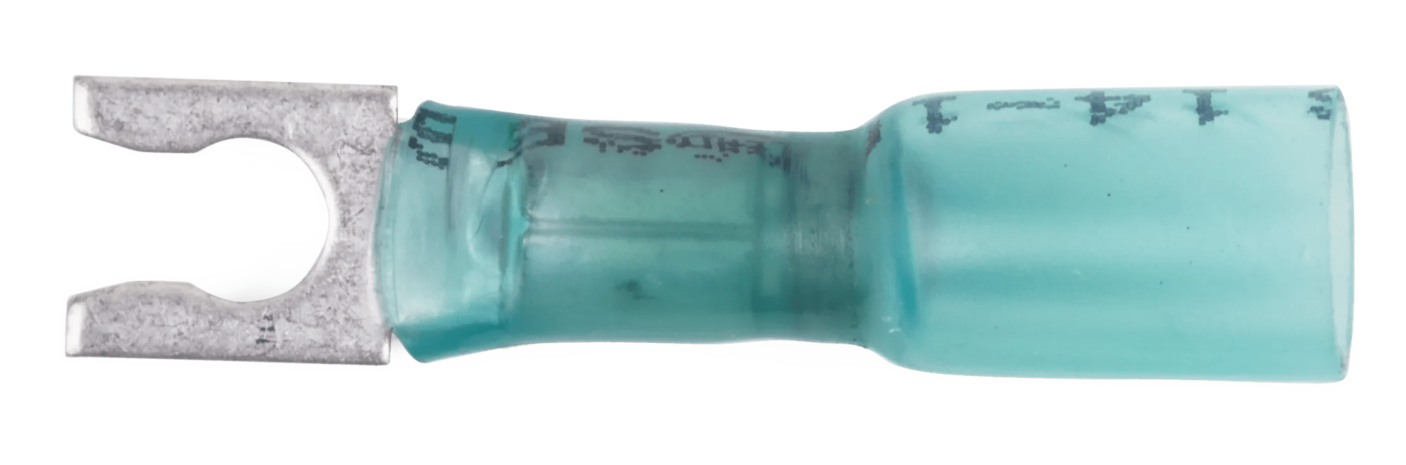 16 - 14 AWG Blue Polyolefin Insulated Ultra-Link Crimp & Solder Spring (#6 - #8) Spade Terminal - 20 Pack