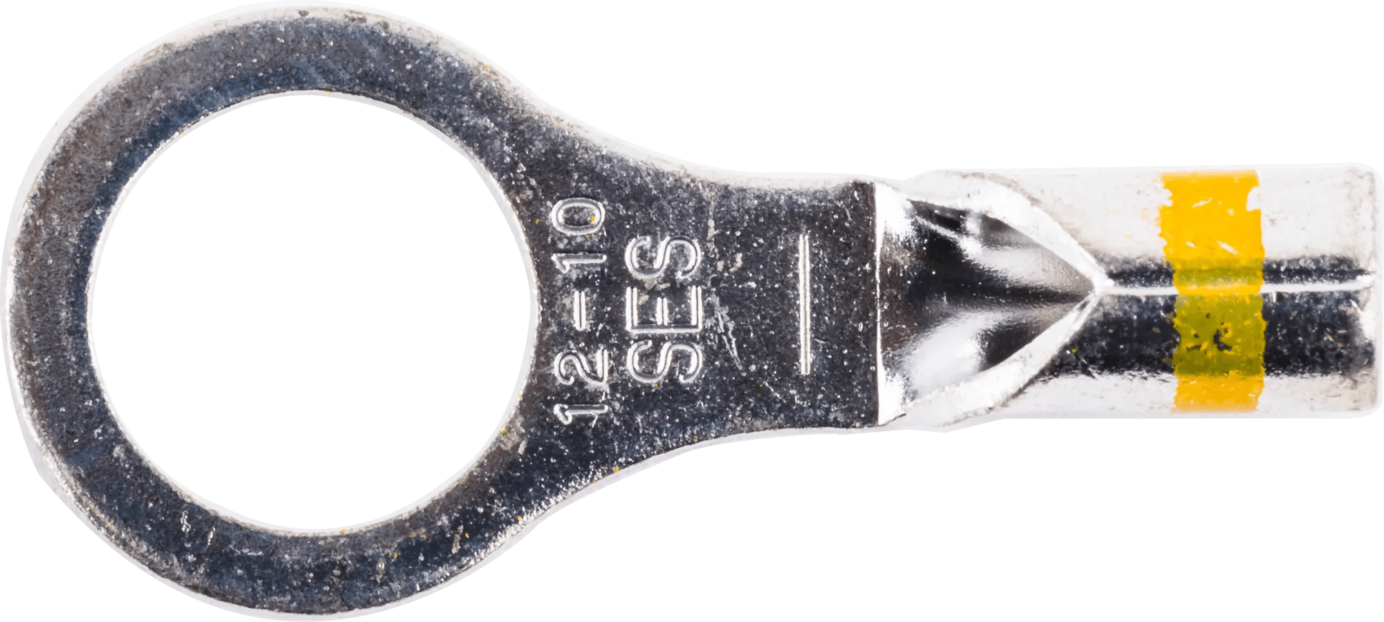 12-10 AWG Yellow Non-Insulated (5/16" - 3/8") Ring Terminal - 25 Pack
