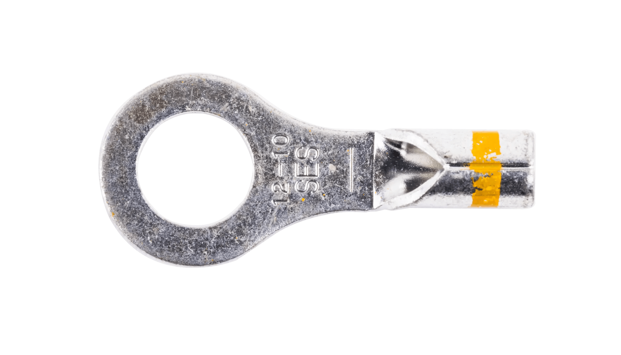 12-10 AWG Yellow Non-Insulated (1/4" - 5/16") Ring Terminal - 25 Pack