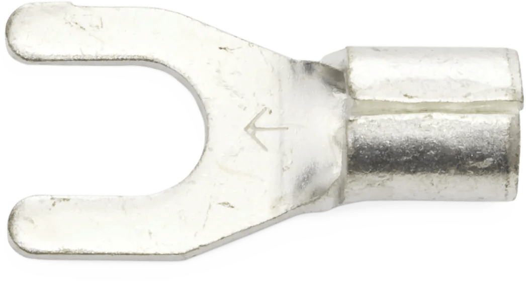 12 - 10 AWG Non-Insulated (5/16" - 3/8") Spade Terminal - 100 Pack