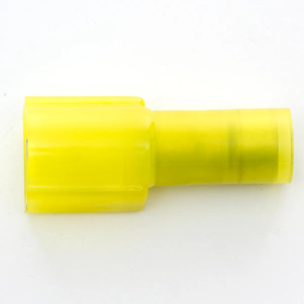 12 - 10 AWG Yellow Insulock™ Nylon Fully Insulated Enduralon™ Special (1/4" Tab) Male Quick Slide Terminal - 50 Pack