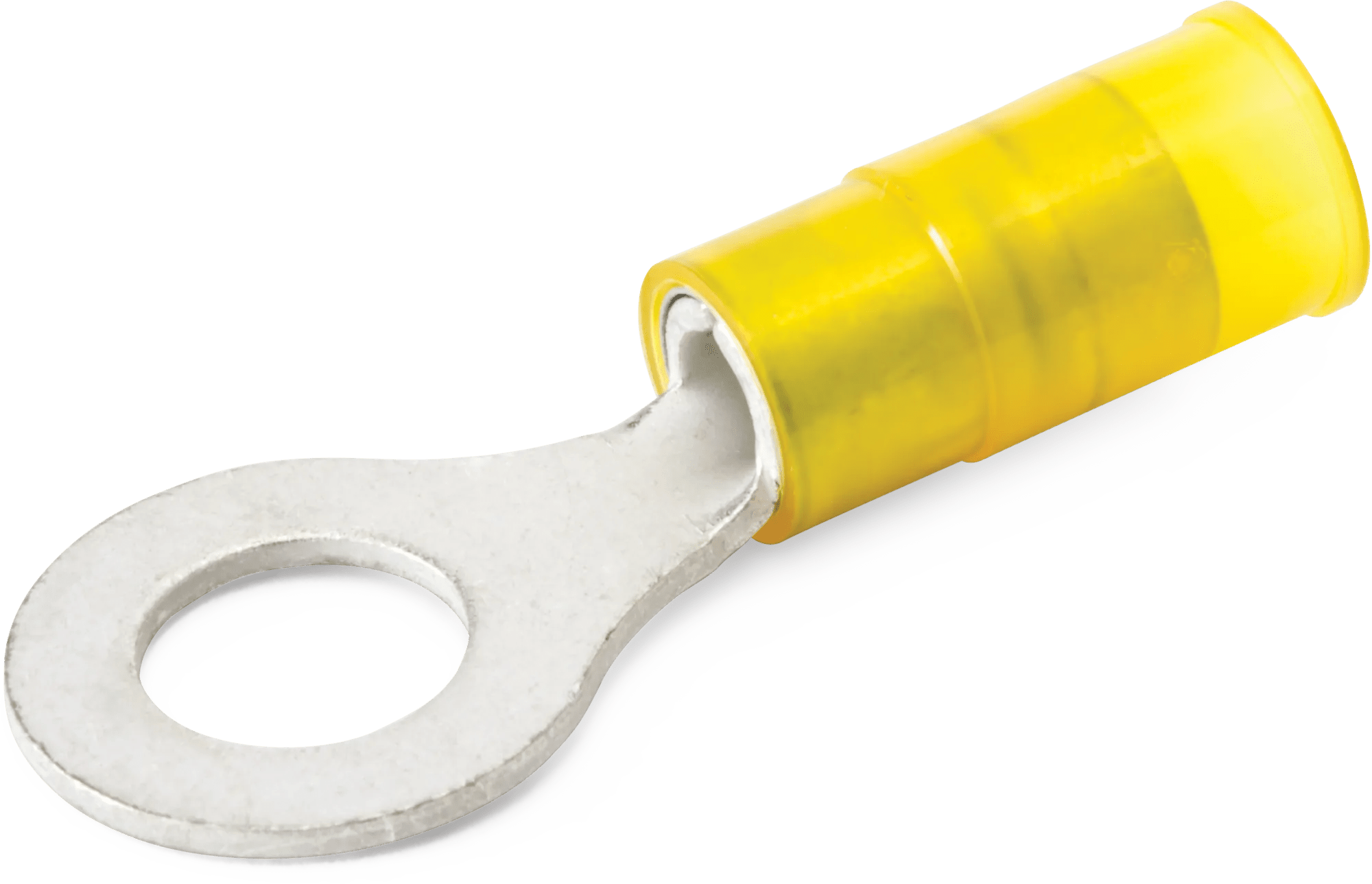 12 - 10 AWG Yellow Nylon Insulated Enduralon™ (1/4" - 5/16") Long Ring Terminal - 50 Pack