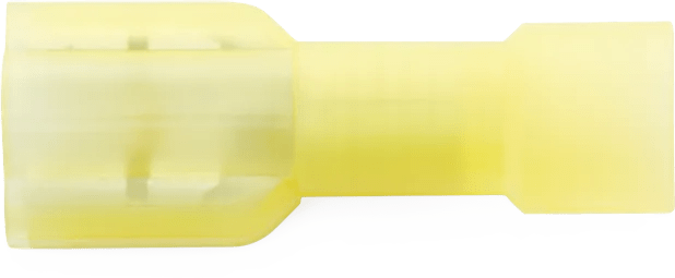 12 - 10 AWG Yellow Nylon Fully Insulated Insulock™ Enduralon™ (1/4" Tab) Quick-Connect Female Terminal - 50 Pack
