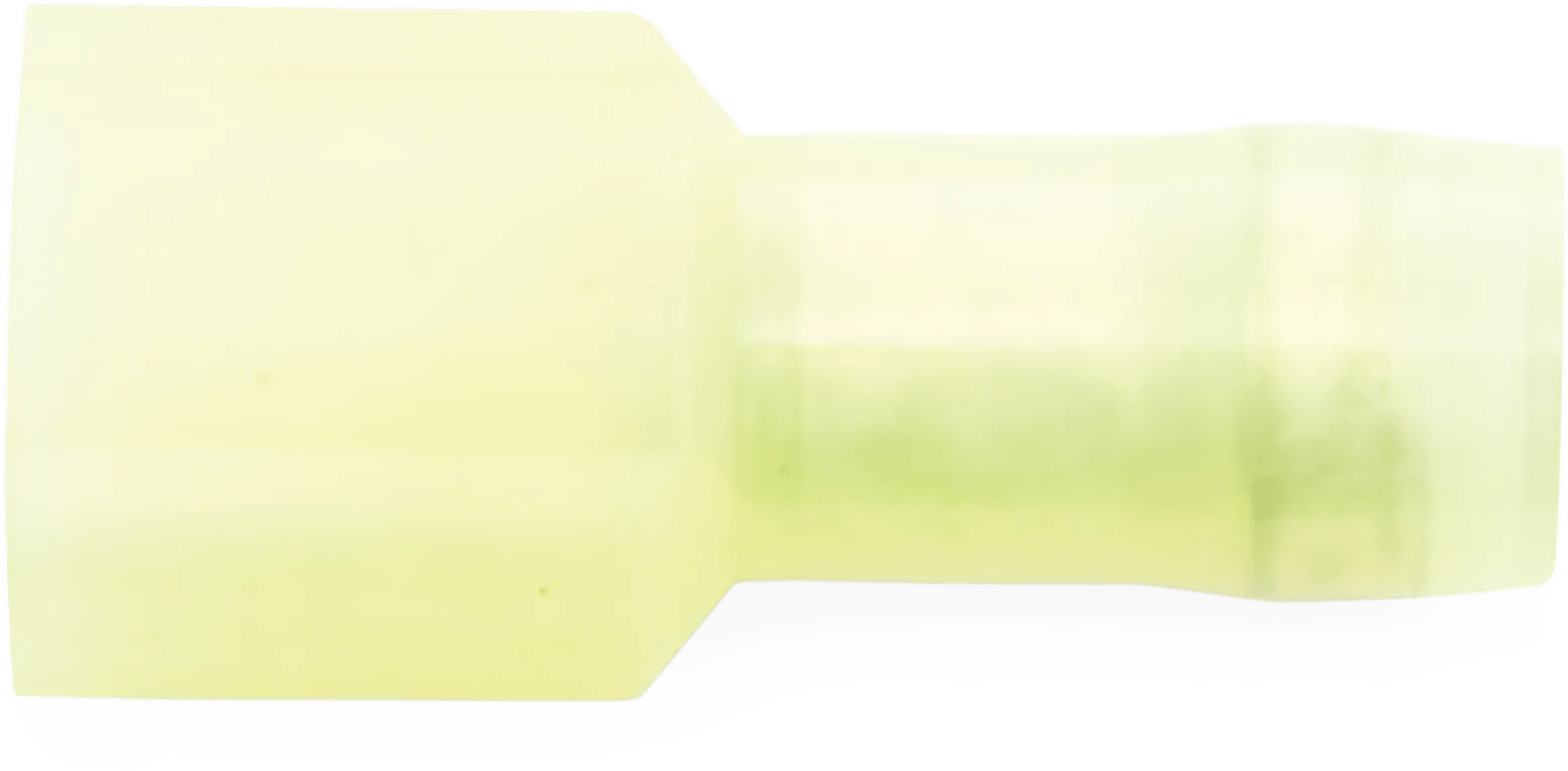 12 - 10 AWG Yellow Insulock™ Nylon Fully Insulated Enduralon™ (1/4" Tab) Standard Male Quick Slide Terminal - 50 Pack
