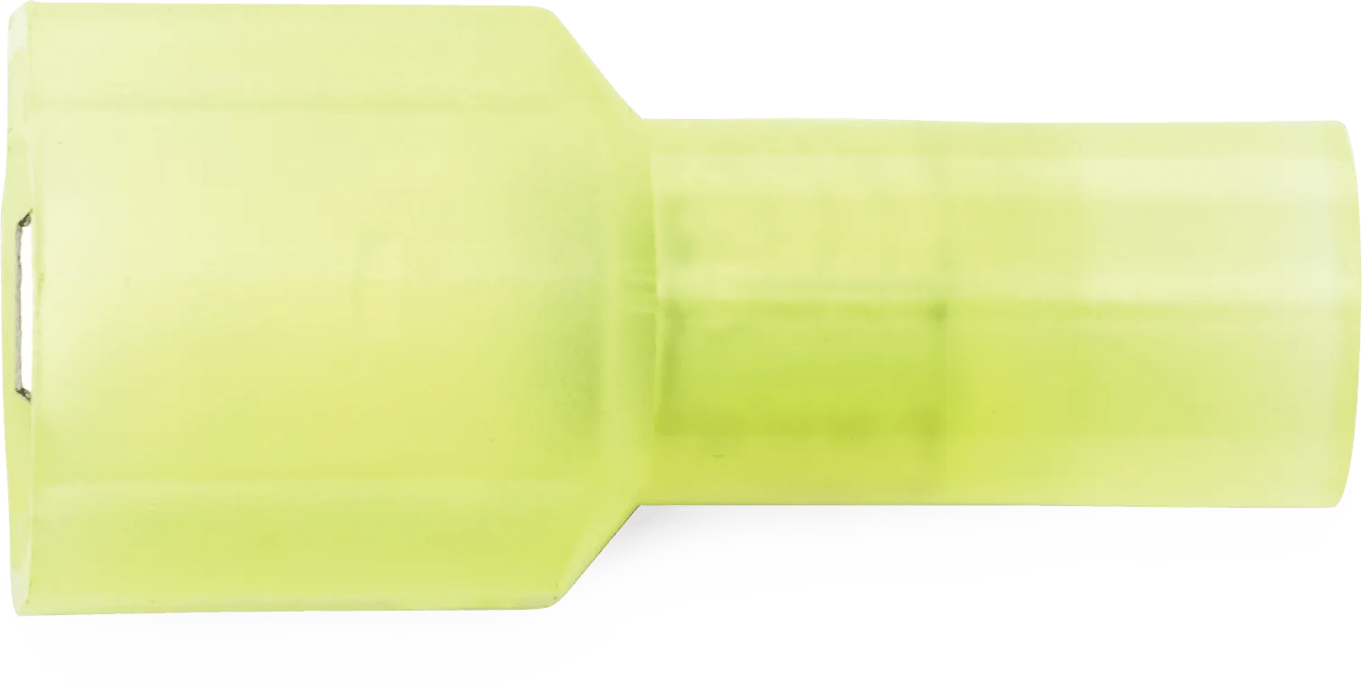 12 - 10 AWG Yellow Fully Insulated Enduralon™ (1/4" Tab) Standard Male Quick Slide Terminal - 50 Pack
