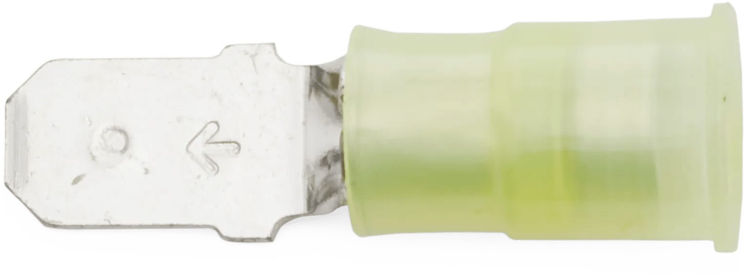 12 - 10 AWG Yellow Nylon Insulated Enduralon™ (1/4" Tab) Male Quick Slide Terminal - 50 Pack