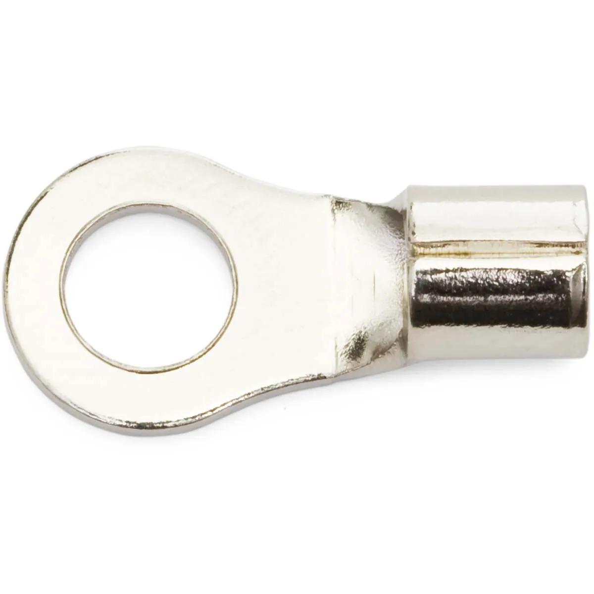 12 - 10 AWG Non-Insulated High-Temperature Heavy-Duty (#8 - #10) Ring Terminal - 50 Pack