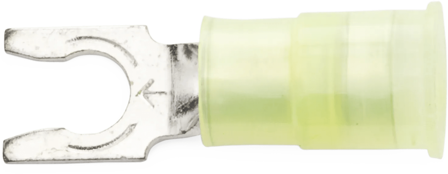 12 - 10 AWG Yellow Nylon Insulated Enduralon™ (#10) Snap Spade Terminal - 50 Pack