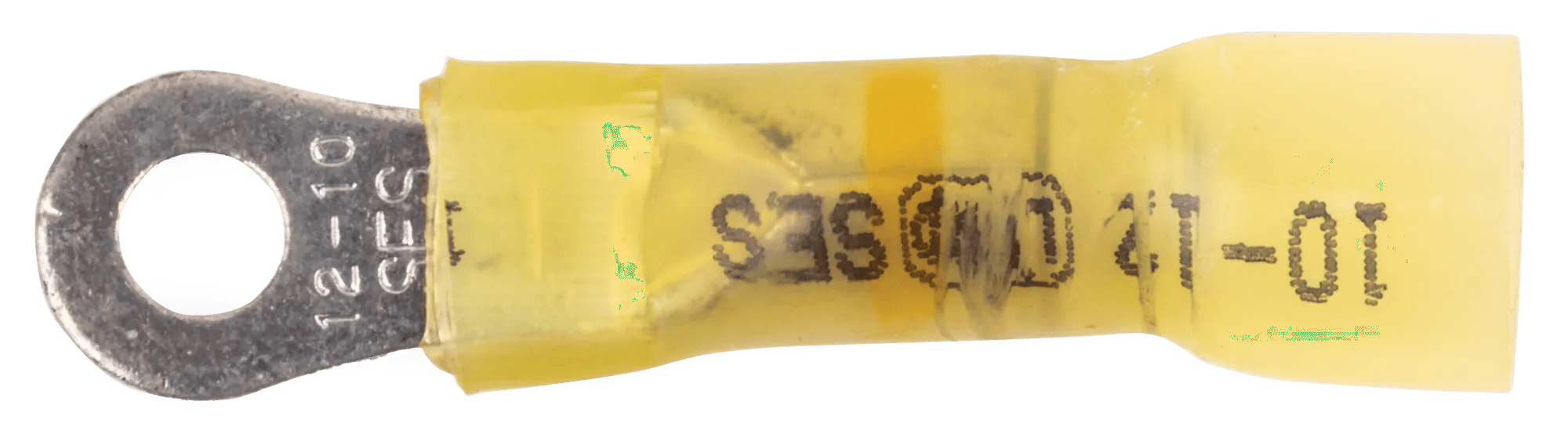12 - 10 AWG Yellow Polyolefin Insulated Ultra-Link Crimp & Solder (#6 - #8) Ring Terminal - 20 Pack