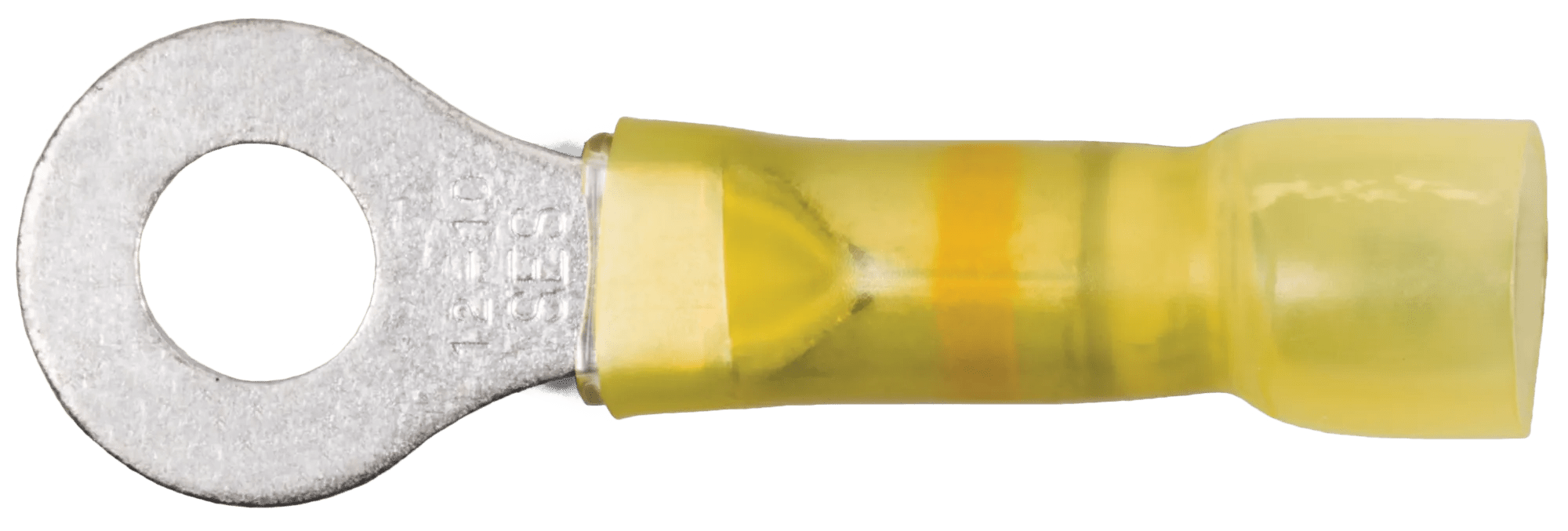 12 - 10 AWG Yellow Polyolefin Insulated Ultra-Link Crimp & Solder (#12 - 1/4") Ring Terminal - 20 Pack
