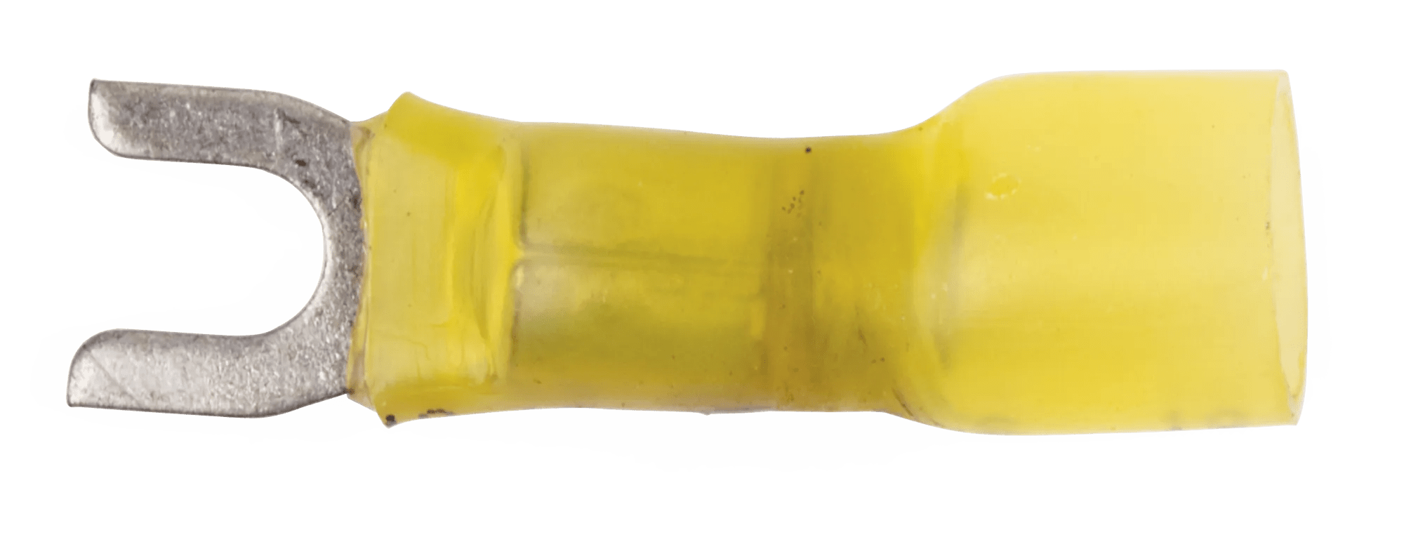 12 - 10 AWG Yellow Polyolefin Ultra-Link Crimp & Solder (#6 - #8) Spade Terminal - 20 Pack
