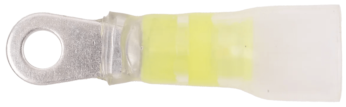 12 - 10 AWG Yellow Polyolefin Insulated Pro-Tech™ Extreme (#8 - #10) Ring Terminal - 25 Pack