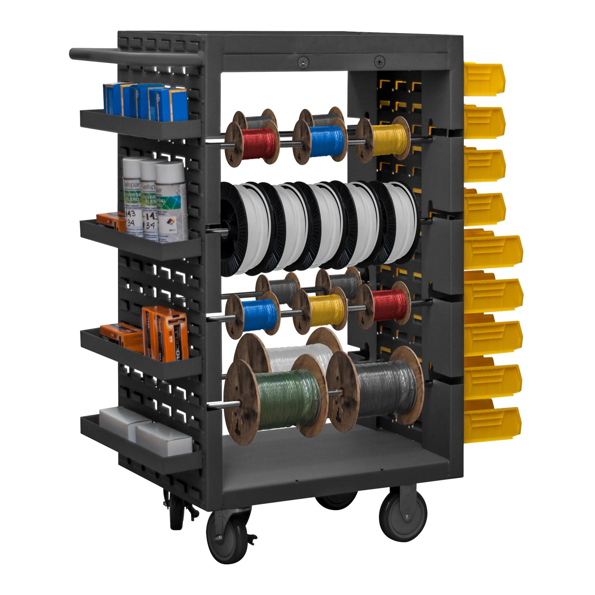 Mobile Wire Spool Cart with Louvered Panel Sides