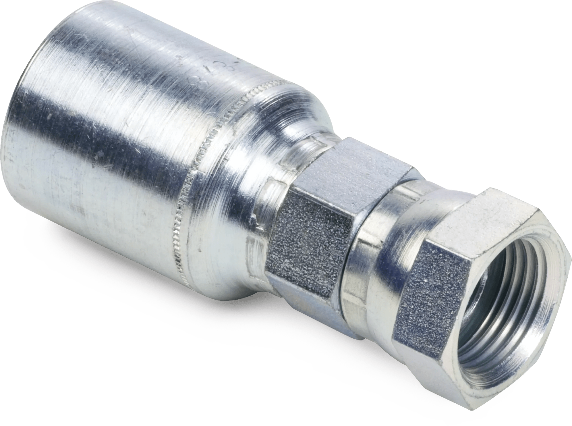 Female Straight Pipe Swivel Hose End - Grip-Crimp Series