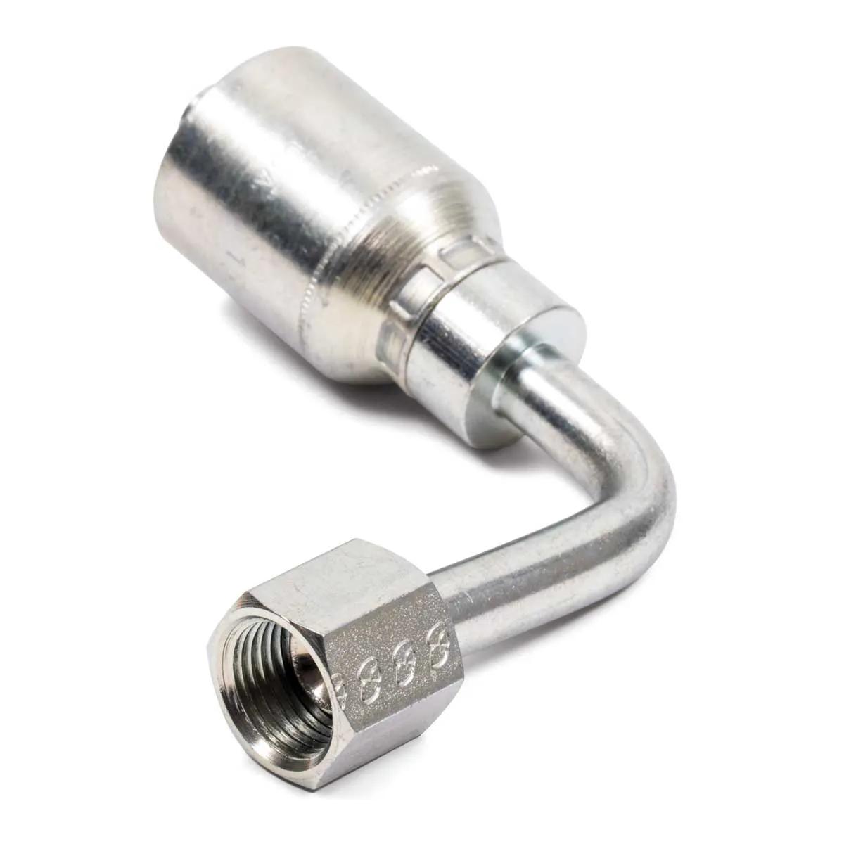 3/8" x 3/8" Female SAE 45° Seat 90° Swivel Elbow - Grip Crimp Series