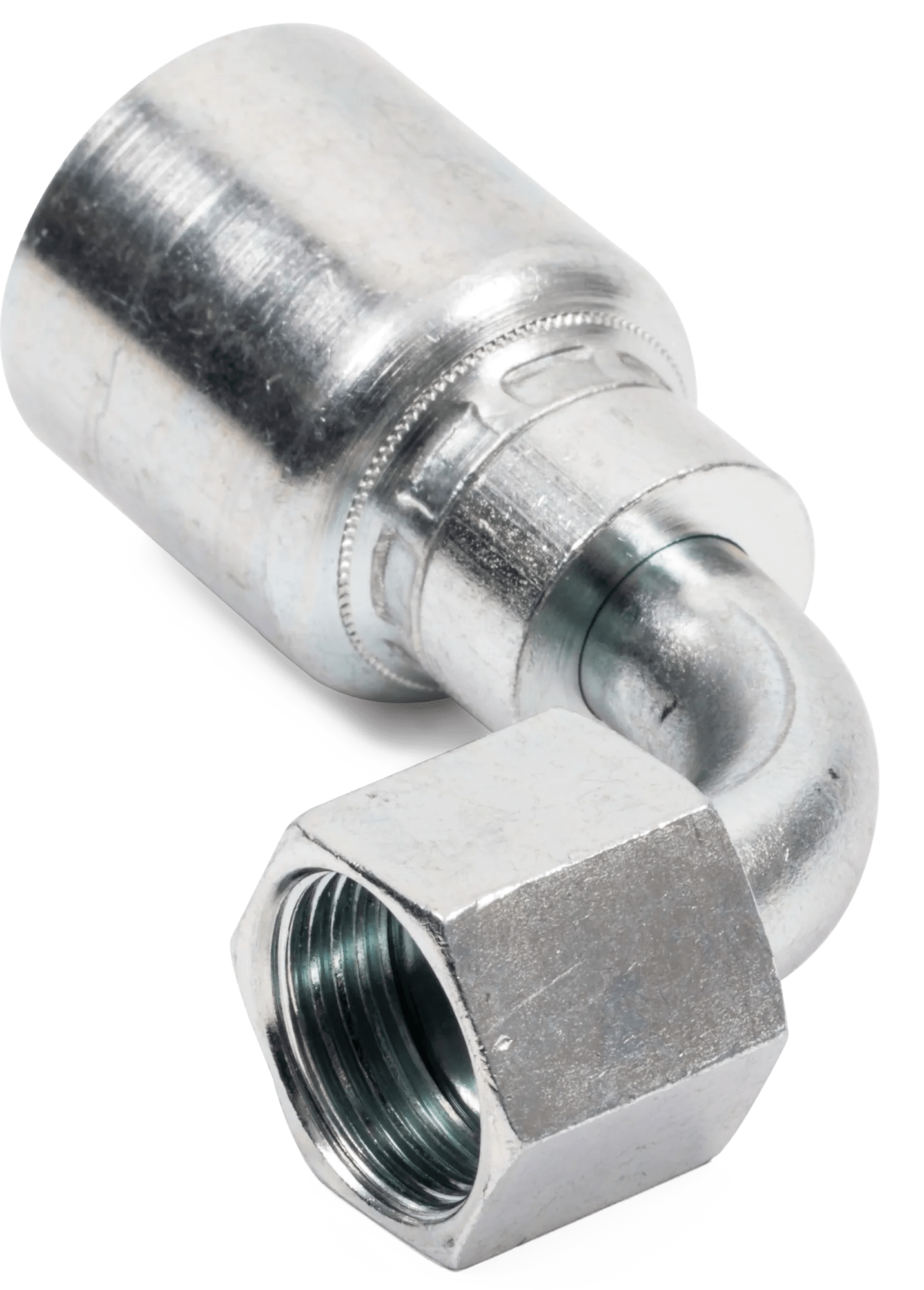 1/4" x 3/8" Female O-Ring Face-Seal 90° Swivel Elbow - Grip Crimp Series