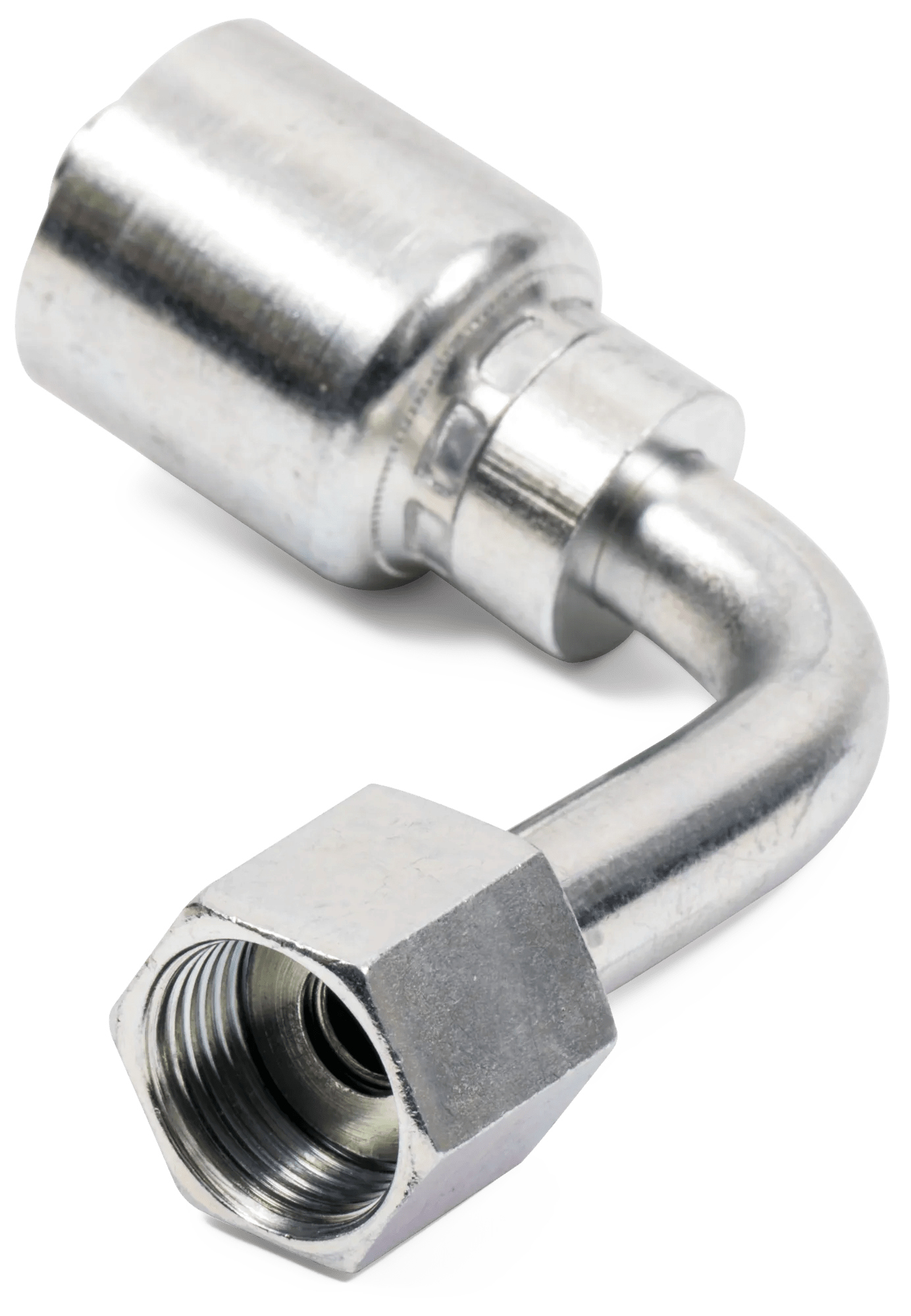 Female O-Ring Face-Seal 90° Swivel Long Drop Elbow - Grip Crimp Series